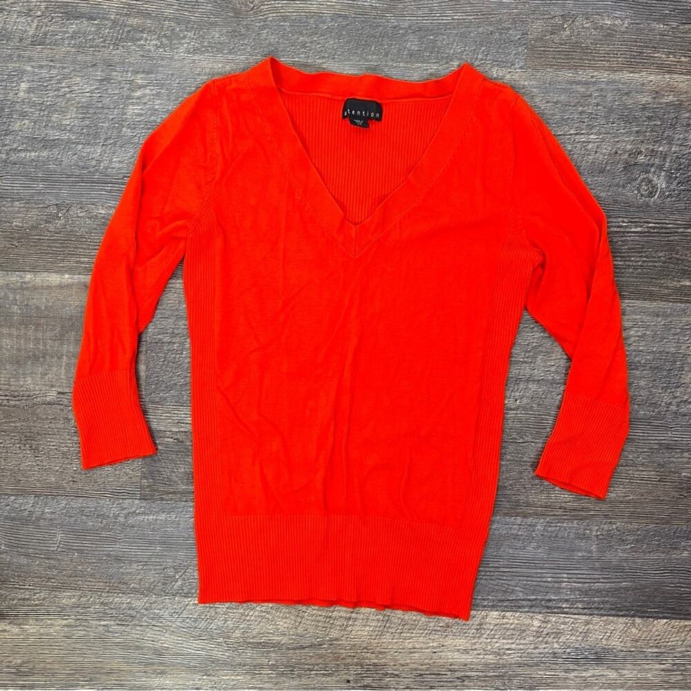 Attention Women's V-Neck Sweater - Bold Orange size large L B132